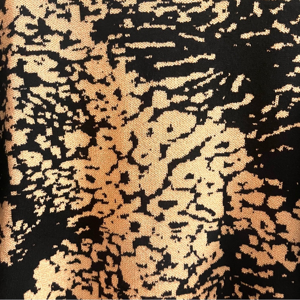 🆕 gold metallic & black abstract animal print sweater with rhinestone neckline - Picture 6 of 13